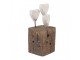 Bílo-hnědá antik dřevěná dekorace srdce na podstavci Rustic - 7*6*15 cm Clayre & Eef