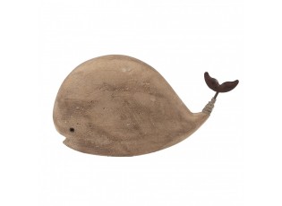 Hnědá dřevěná dekorace velryba Rustic - 26*7*14 cm