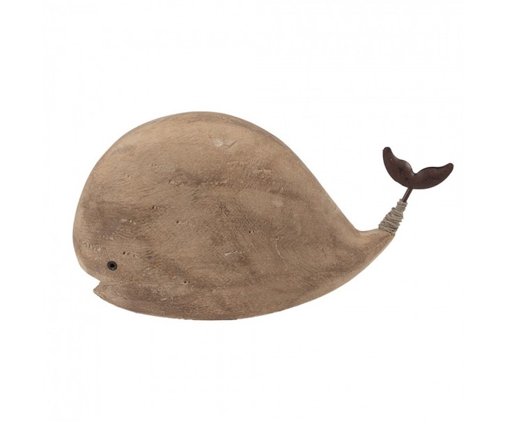 Hnědá dřevěná dekorace velryba Rustic - 26*7*14 cm Clayre & Eef