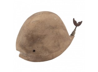 Hnědá dřevěná dekorace velryba Rustic - 26*7*14 cm