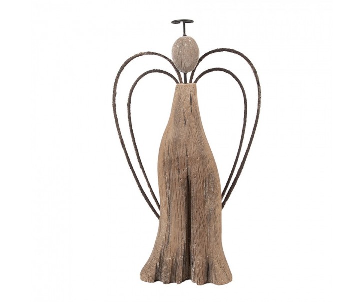 Dekorace dřevěná figurka anděl Angel Rustic L - 14*4*26 cm Clayre & Eef