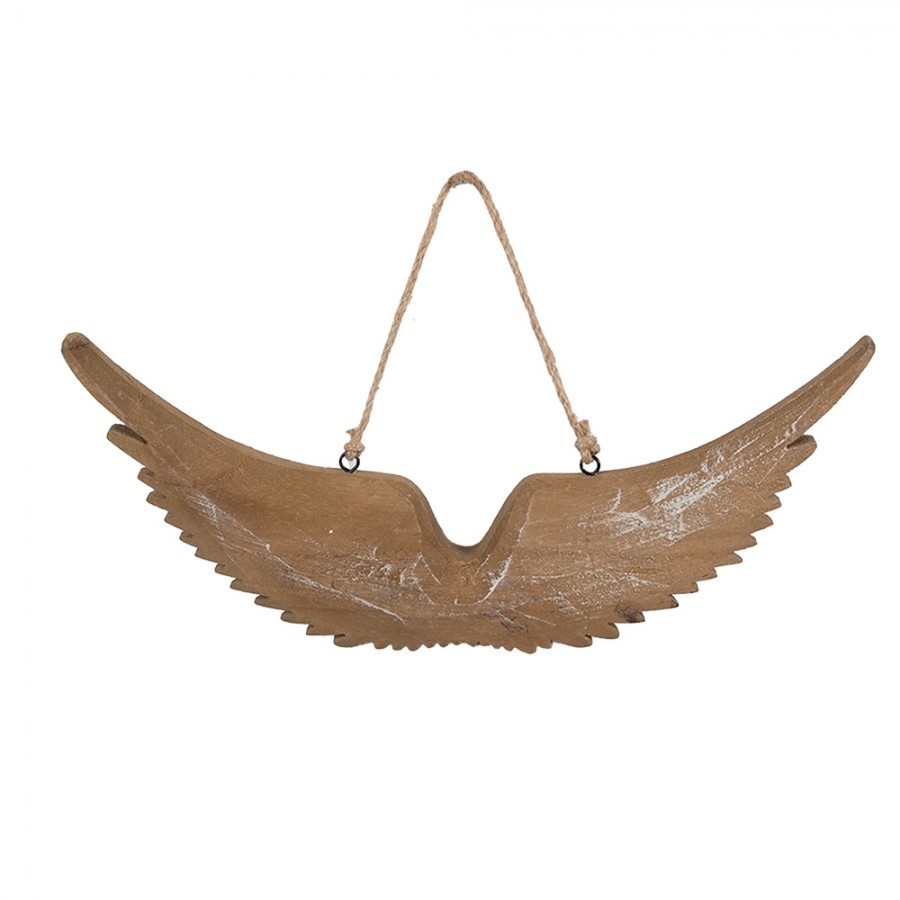 Hnědá antik dřevěná závěsná andělská křídla Angel Rustic - 30*3*12 cm