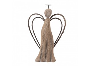 Hnědá dekorace dřevěná figurka anděl Angel Rustic M - 12*3*18 cm