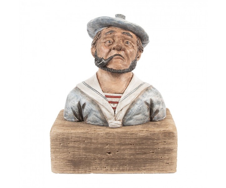 Dekorace figurka námořník s fajfkou na podstavci Rustic - 19*11*24 cm Clayre & Eef