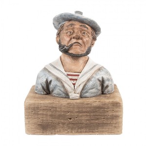 Dekorace figurka námořník s fajfkou na podstavci Rustic - 19*11*24 cm