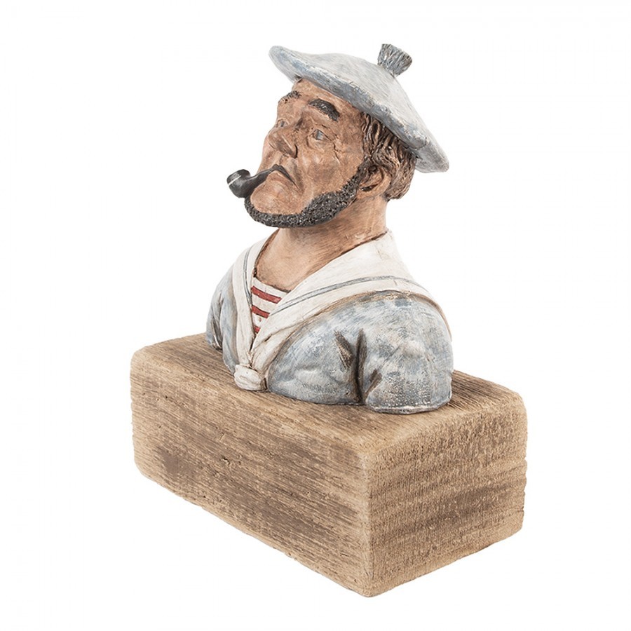 Dekorace figurka námořník s fajfkou na podstavci Rustic - 19*11*24 cm