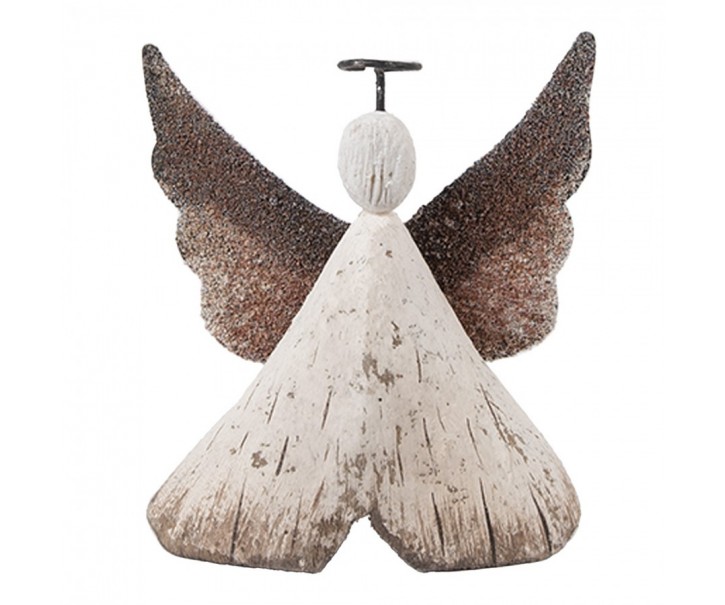 Dekorace dřevěná figurka anděl Angel Rustic S - 8*3*9 cm Clayre & Eef