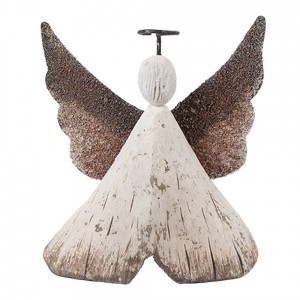 Dekorace dřevěná figurka anděl Angel Rustic S - 8*3*9 cm