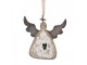 Závěsná dřevěná figurka anděl se srdíčkem Angel Rustic - 10*2*10 cm Clayre & Eef