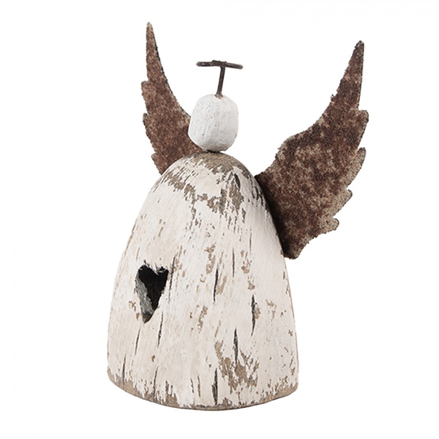 Dekorace dřevěná figurka anděl se srdíčkem Angel Rustic S - 11*5*11 cm
