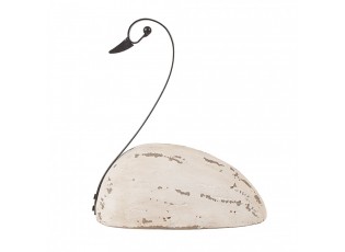 Bílá antik dřevěná dekorace Labuť Swan Rustic M - 17*8*19 cm