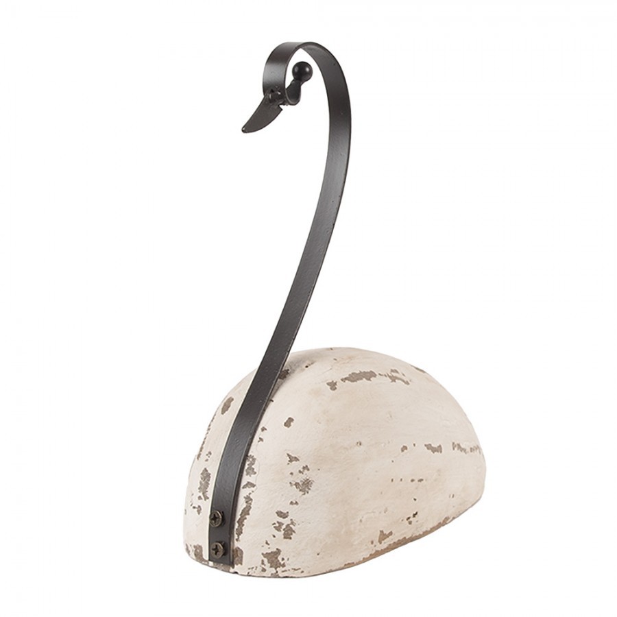 Bílá antik dřevěná dekorace Labuť Swan Rustic M - 17*8*19 cm