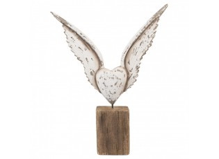 Bílá antik andělská křídla se srdcem na podstavci Angel Rustic - 26*5*33 cm