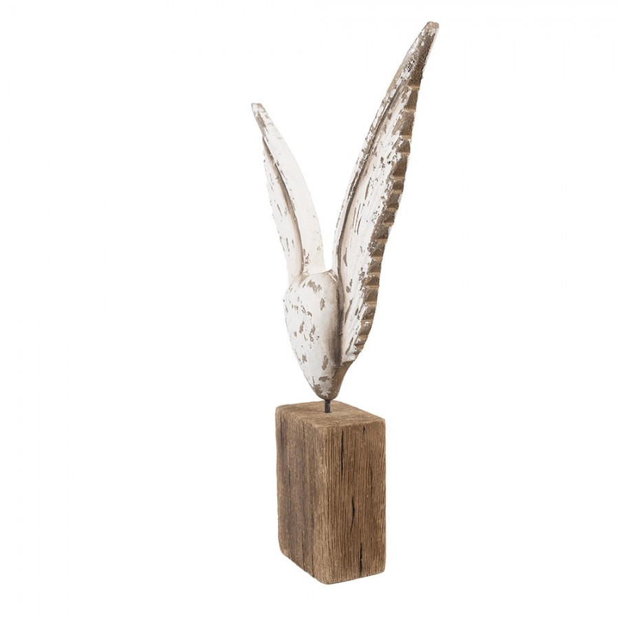 Bílá antik andělská křídla se srdcem na podstavci Angel Rustic - 26*5*33 cm