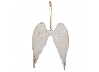 Bílá antik dřevěná závěsná andělská křídla Angel Rustic - 20*3*27 cm