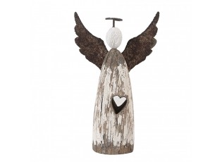 Dekorace dřevěná figurka anděl se srdíčkem Angel Rustic S - 7*3*12 cm
