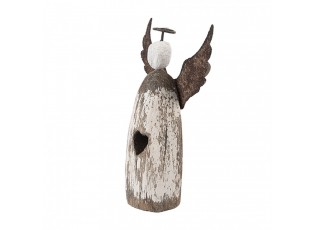 Dekorace dřevěná figurka anděl se srdíčkem Angel Rustic S - 7*3*12 cm