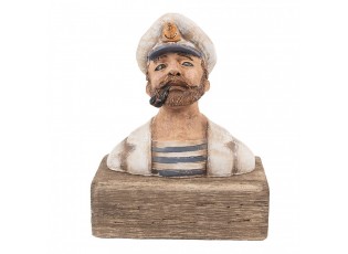 Dekorace figurka námořník s fajfkou na podstavci Rustic - 16*8*20 cm