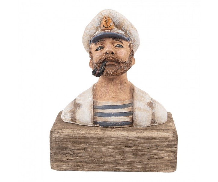 Dekorace figurka námořník s fajfkou na podstavci Rustic - 16*8*20 cm Clayre & Eef