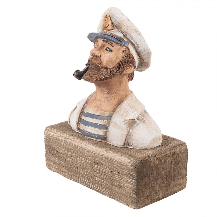 Dekorace figurka námořník s fajfkou na podstavci Rustic - 16*8*20 cm