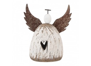 Dekorace dřevěná figurka anděl se srdíčkem Angel Rustic M - 13*5*14 cm
