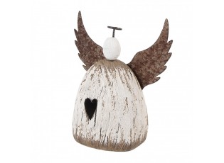 Dekorace dřevěná figurka anděl se srdíčkem Angel Rustic M - 13*5*14 cm