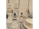 Bílo-modrá dřevěná dekorace maják Lighthouse Nautic - Ø 9*17 cm Clayre & Eef