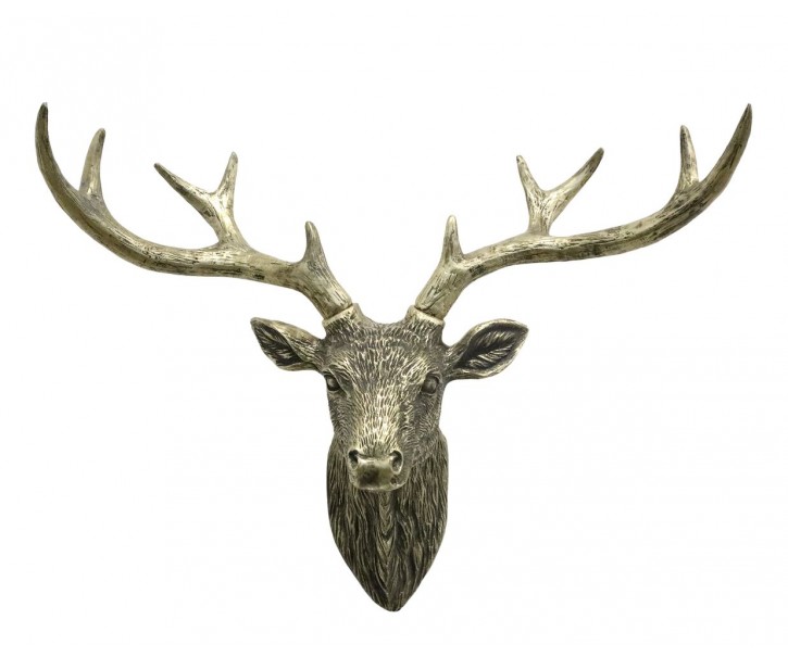 Mosazná antik nástěnná dekorace hlava Jelen Deer - 50*19*40 cm Chic Antique