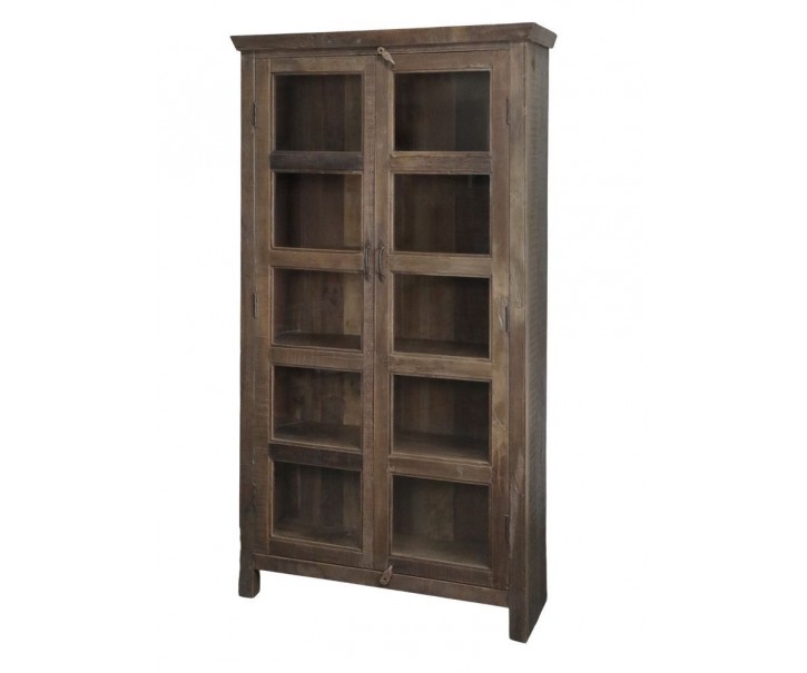 Hnědá antik dřevěná vitrína z recyklovaného dřeva Grimaud - 100*40*185 cm Chic Antique