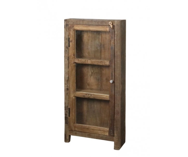 Hnědá antik dřevěná vitrína z recyklovaného dřeva Grimaud - 47*18*105 cm Chic Antique