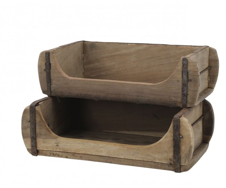 Hnědá dřevěná polička z cihlové formy Grimaud - 30*20*20 cm Chic Antique