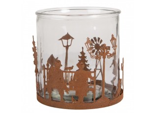 Rezavý kovový vánoční svícen Brocante rust - Ø 15*15 cm