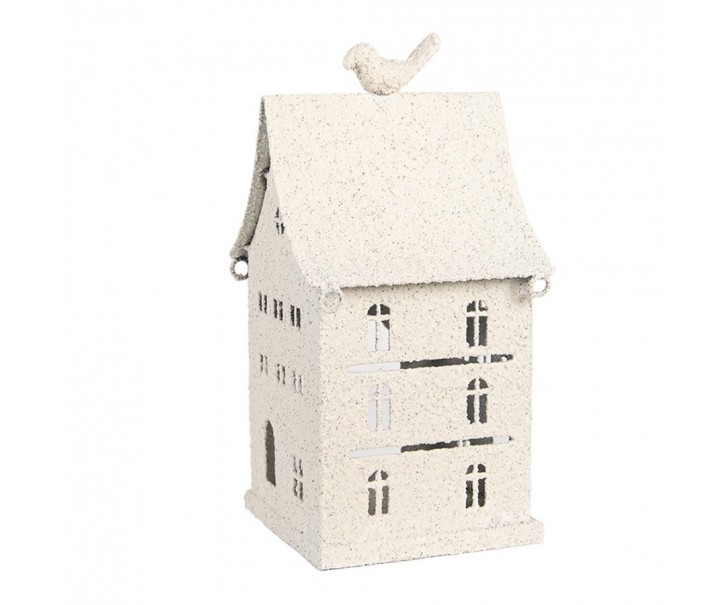 Béžový antik kovový svícen domek Vintage House - 14*15*28 cm Clayre & Eef