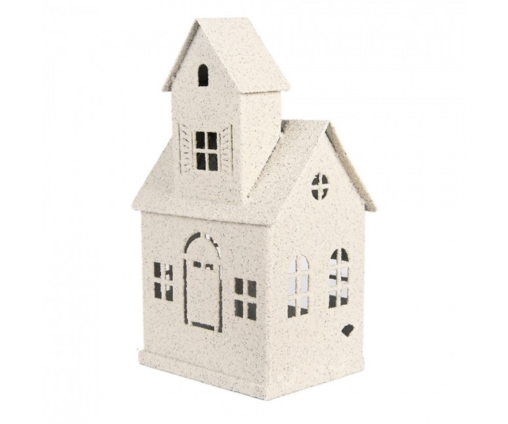 Béžový antik kovový svícen domek Vintage House - 18*14*31 cm Clayre & Eef