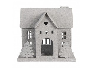 Šedý antik kovový svícen domek Vintage House - 26*17*24 cm
