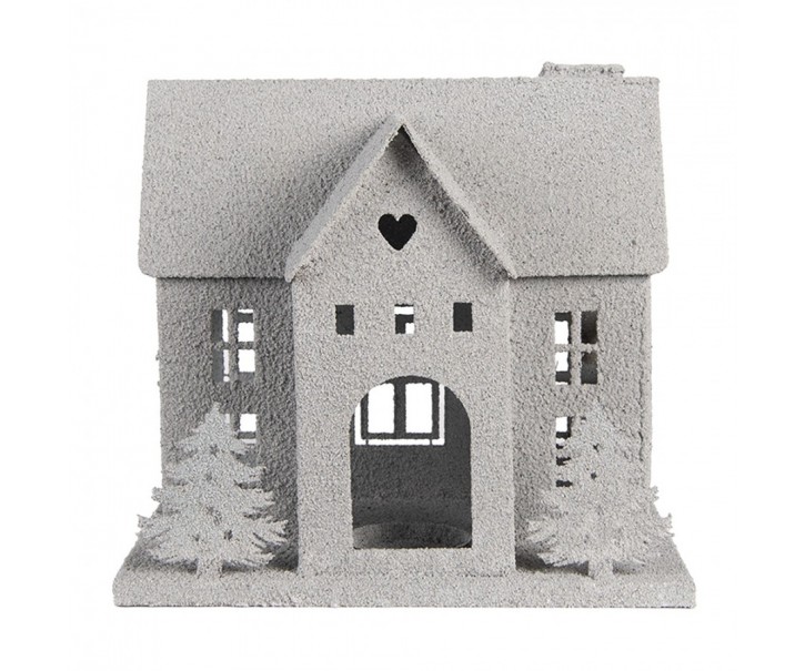 Šedý antik kovový svícen domek Vintage House - 26*17*24 cm Clayre & Eef