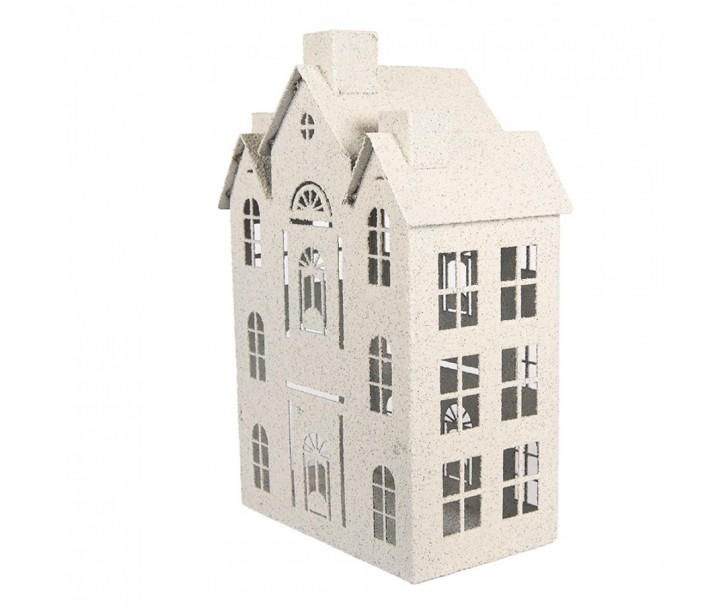 Béžový antik kovový svícen domek Vintage House - 26*16*40 cm Clayre & Eef