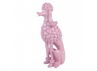 Růžová dekorace figurka pudl Poodle - 13*17*33 cm