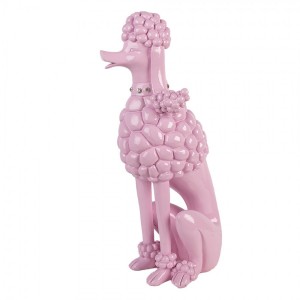 Růžová dekorace figurka pudl Poodle - 13*17*33 cm