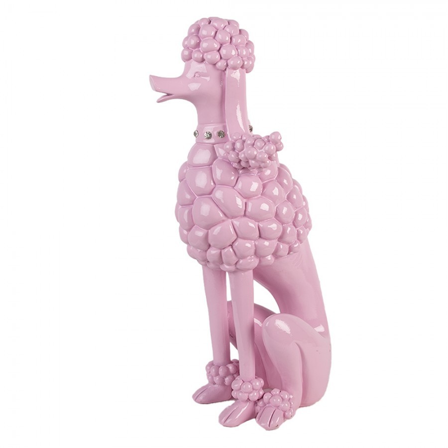 Růžová dekorace figurka pudl Poodle - 13*17*33 cm