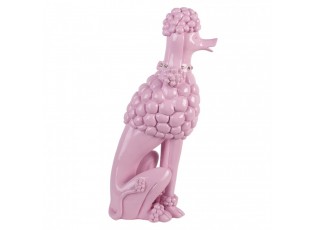 Růžová dekorace figurka pudl Poodle - 13*17*33 cm