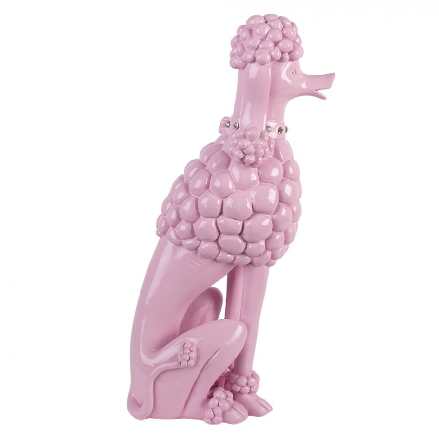 Růžová dekorace figurka pudl Poodle - 13*17*33 cm
