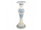 Modro-bílý svícen na úzkou svíčku se zdobením - Ø 10*27 cm Clayre & Eef