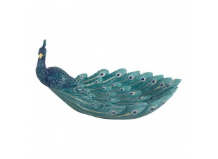 Tyrkysová dekorace šperkovnice miska páv Peacock - 30*19*16 cm