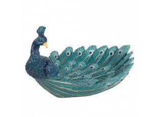 Tyrkysová dekorace šperkovnice miska páv Peacock - 30*19*16 cm