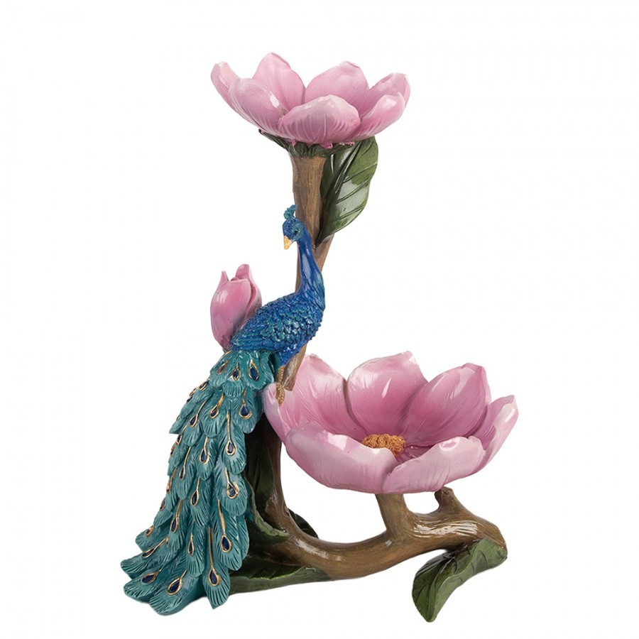 Decorative Bowl Peacock 18x12x24 Cm Blue Plastic - 18.0 cm