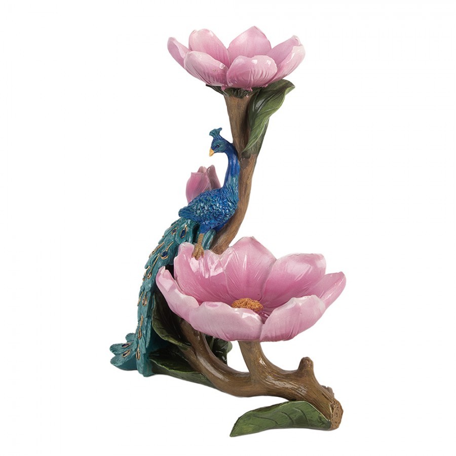 Decorative Bowl Peacock 18x12x24 Cm Blue Plastic - 18.0 cm