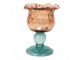 Tyrkysovo-oranžový skleněný svícen tulipán Colorful Garden - Ø 10*14 cm Clayre & Eef