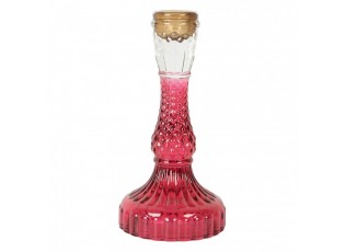Růžový skleněný svícen na úzkou svíčku Colorful Garden - Ø 9*17 cm