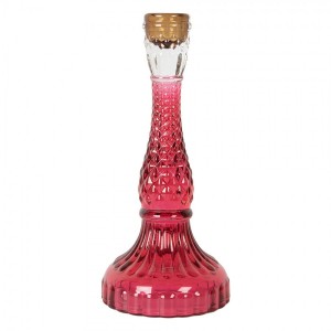 Růžový skleněný svícen na úzkou svíčku Colorful Garden - Ø 10*22 cm